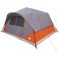 vidaXL Directe Tent 10-persoons Grijs en Oranje Polyester en Staal