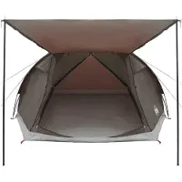 vidaXL Huisje Tent met dak Bruin grijs 6-persoons Polyester en Staal