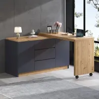 STILVORA Bureau - Draaibaar En Opklapbaar Met Opbergruimte - Voor Werkkamer Of Woonkamer - Spaanplaat - 120x50x76,5 Cm