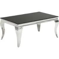 Invicta Elegante salontafel MODERN BAROK 100cm zilver met zwart opaal glas - 37352