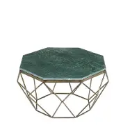 Invicta Elegante salontafel DIAMOND 70cm groen messing met marmeren blad - 40392