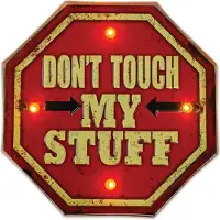 Forever Retro metalen bord met LED-verlichting, met de tekst "Don't Touch Forever"