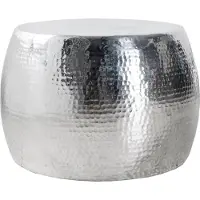 Invicta Ronde salontafel ORIENT 60cm zilver metaal aluminium gehamerd ontwerp handgemaakt - 36461