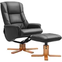 HOMCOM Relaxfauteuil met voetenbank Kunstleer, hout 71L x 84B x 102H cm Zwart