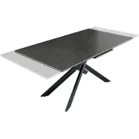 Meublorama Uitschuifbare eettafel ARAVIS 160-200 cm – Zwart keramiek en design metalen poten