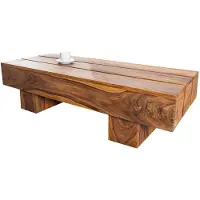 Invicta Massief houten design salontafel BOLT 100cm Sheesham steenafwerking - 36337