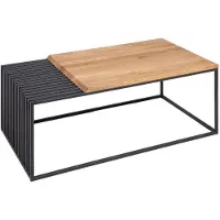 Invicta Massief houten salontafel ARCHITECTURE 100cm geolied eiken zwart metalen frame - 41576