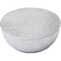Invicta Ronde salontafel ORIENT II 60cm zilver metaal aluminium gehamerd ontwerp handgemaakt - 37913