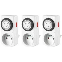 Perel Set met 3 mini 24-uurs timers, mechanisch, 230 V, 16 A, 3680 W, Duitse aarding type F, wit
