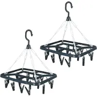 Urban Living Wasgoed droogcarrousel/droogmolen - 2x - 18 clips/knijpers - grijs - kunststof - 31 x 33 cm