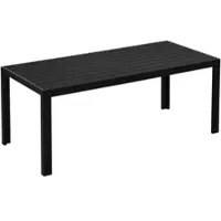 MODFU Tuintafel 190x84,5x72 cm, aluminium met polywood tafelblad, zwart en modern