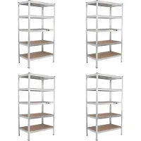 Baumarktplus TRUTZHOLM - Zware Opbergrekken 180x90x60 cm - Set van 4 - 875 kg - 5 Legborden - Insteekbare Stelling - Werkplaatsrek - Extra Diep