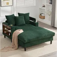 STILVORA Chaise Longue 129x170x70 Cm - Met Led, Usb, Opbergruimte En Bekerhouders - Voor Woonkamer En Lounge - Cordfluweel Groen