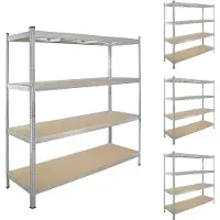 Baumarktplus TRUTZHOLM - XXL Opbergrekken 180x160x60 cm - Set van 4 - 1000 kg - 4 Legborden - Insteekbare Stelling - Werkplaatsrek - Breed