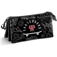 Prodg Keraktermania - PRODG SK8 - Triple - Triple Potloden Etui met Rits - Pennenzak - Tekenetui - zwart