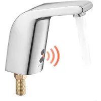 Vevor Aanraakloze wastafelkraan (verchroomd zilver) Automatische badkamerwastafelkraan Toiletkraan voor koud water met één gat Batterijgevoede kraan Sensorkraan