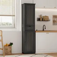 MODFU - Keukenkast - Zwart - MDF - 2 Deuren - 1 Lade - Verstelbare Planken