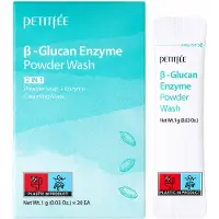 Petitfee B-Glucan Enzyme Powder Wash 1g*20ea - Facial Cleanser Cleansing Powder with Papaya Extract Papain Rice Extract for Mild Daily Exfoliation