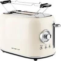 Emerio Retro Broodrooster - 800W Toaster - 2 Sleuven - Broodjeswarmer - 7 Temperatuur instellingen - Kruimellade - TO-133281.1 Creme
