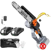 OEM Accu-kettingzaag, 20 cm (8 inch) geleiderail, borstelloze motor, twee 2.0Ah batterijen, EU-model
