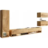 MINIO go for it - Woonprogramma - Wandmeubel 4-delig - 180 cm breed - Wotan Eiken Mat - Zwevend - Greeploos