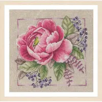 Lanarte Borduurpakket - Borduurset - Borduurpakket volwassenen - Telpakket kit - 33 x 33cm - Bloeiend rood - PN-0199792
