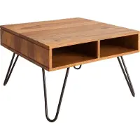 Invicta Handgemaakte salontafel SCORPION 60cm massief sheeshamhout met opbergruimte Hairpin Poten - 39384