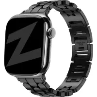 Bandz Stalen 'Oval' bandje geschikt voor geschikt voor Apple Watch 1/2/3/4/5/6/7/8/9/10/11/SE/SE2/SE3 - Maat: 38/40/41/42mm - Zwart