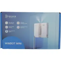 Ecovacs WINBOT MINI raamreinigingsrobot, compact ontwerp, dubbele sproeiers met ultrasone verstuiving, 9-laags beveiligingssysteem, intelligente padplanning, 4 reinigingsmodi, antislipsysteem, wit