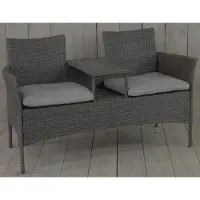 Kynast Memphis Wicker Bank- Tete-a-tete - 2 zitsbank voor balkon of tuin tweezitter met tafel