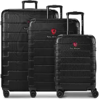 Tonino lamborghini Milano Trolley 3-SET met stretch vouw en XL Koffer zwart