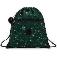 Kipling Gymtas 'Supertaboo' smaragd / donkergroen / rood / wit