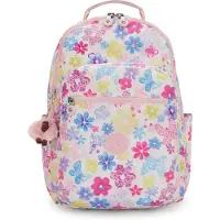 Kipling Rugzak 'Seoul Cellege Extra' azuur / geel / rosa / framboos