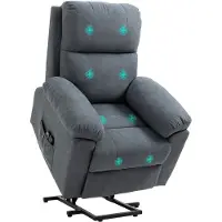 HOMCOM massagestoel - met sta-op functie - 8 vibratiemotoren - grijs