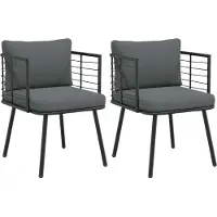 vidaXL Tuinstoelen 2 st met kussens poly rattan zwart