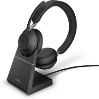 Jabra Evolve2 65 headset, stereo, draadloos, Bluetooth, zwart incl. Link 380 USB-A & oplaadstation, geoptimaliseerd voor Unified Communication