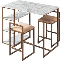 Teamson Home Marmo Ontbijt Tafel - Nep Marmeren/Messing Afwerking - 42 x 56 x 36 (Inch)