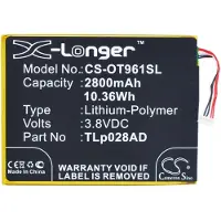 123accu Alcatel TLp028AD accu (3.8 V, 2800 mAh, Li-pl, huismerk)