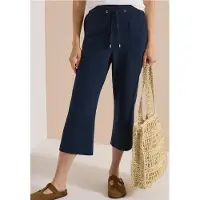 Cecil Dames 3/4-broek met Wide Leg pijpen van mousseline - Blauw - L