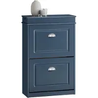 SoBuy FSR78-B schoenenkast met 2 kleppen, 1 lade en 1 haak - 55 x 24 x 83 cm - Blauw