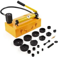 Vevor Hydraulische ponsset voor het maken van gaten, knock-out ponsset 15 ton, handpomp, stalen gatpons met 10 ponsmatrijzen: 1/2, 3/4, 1, 1-1/4, 1-1/2, 2, 2-1/2, 3