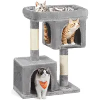 Feandrea Krabpaal, kattenboom, met 2 huisjes, 80 cm, compact, lichtgrijs