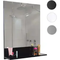 Mendler Wandspiegel met opbergruimte, model HWC-B19, badspiegel voor de badkamer, hoogglanzend, 75x60 cm, zwart