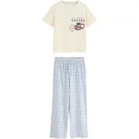 Next Pyjama ecru / hemelsblauw / bruin / bourgogne