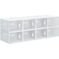 STILVORA Schoenboxen Set 8 Delig – Magnetische Deur – 28 x 36 x 21 cm – Kunststof – Transparant Wit – Stapelbare Opbergbox Voor Schoenen Tot Maat 45