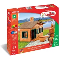 Teifoc Bouwdoos – Huis met Barbecue – 197 onderdelen – Echte mini Bakstenen met Cement, Kom en Troffel – Bouwpakket voor kinderen vanaf 6 jaar