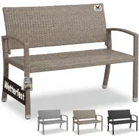 Casaria Polyrotan Tuinbank Crème-Beige 122x58x87cm