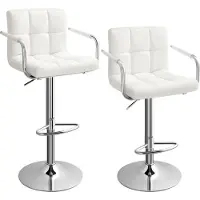 Songmics Set van 2 barkrukken met armleuningen, Wit