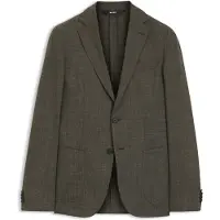 BOSS Slim-fit colbert van scheerwol en linnen