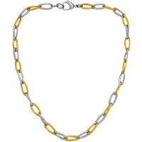 Traveller Ketting - Collier Dames - Edelstaal - Bicolor - Zilverkleurig & Verguld - Schakels - 47cm - 181317
